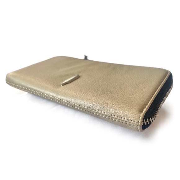 THACKER Camila Single Zip Around Large Wallet Taupe/Beige/Silver - Picture 6 of 10